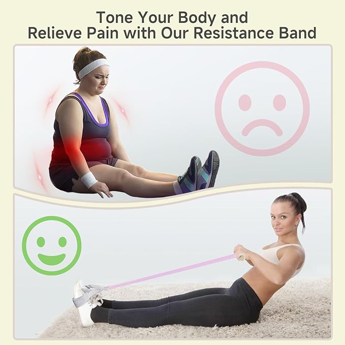 Fabric Resistance Band with Handles, 120lb Full-Body Excercise Band, Non-Slip Elastic Bands for Strength Muscle Training, Stretch Band Workout Equipment for Leg Arm Chest Core Wrist Ankle