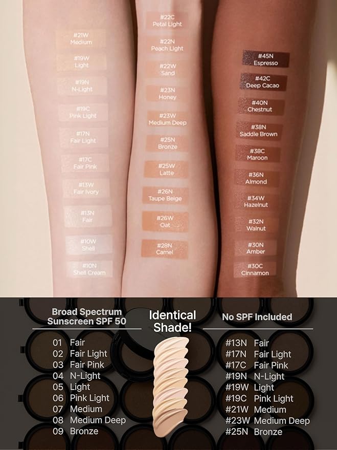 JUNG SAEM MOOL Essential Skin Nuder Cushion 23N Honey 0.49 Fl Oz, No Refill, Natural Radiant Finish Cushion Foundation with Buildable Coverage, Lightweight Texture, Korean Foundation Makeup