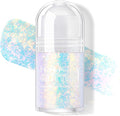Roll-on Holographic Body Glitter Gel for Face Hair, Chameleon Color Changing Glitter Gel Under Light, Chunky Mermaid Sequins Festival Party Rave Accessories Shimmer Makeup (12# Sparkling Blue)