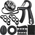 Hand Grip Strengthener Workout Kit (8 Pack) Forearm Grip Adjustable Resistance Hand Gripper, Finger Stretcher, Finger Exerciser, Grip Ring，Gyro Ball