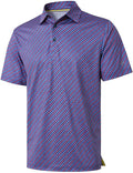 Men's Golf Polo Shirts Short Sleeve Striped Performance Moisture Wicking Dry Fit Golf Shirts for Men