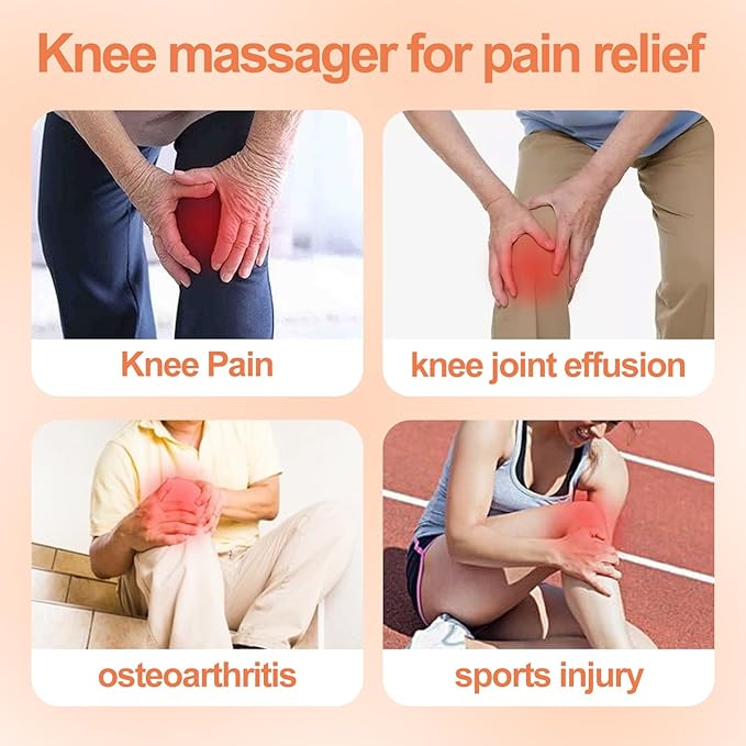 Knee Massager, Cordless Massager with Heat and Compression LED Screen Wearable Infrared Vibration Rechargeable Electronic Massage for Joint Pain Injury Swelling Stiffness, 1.0 Count