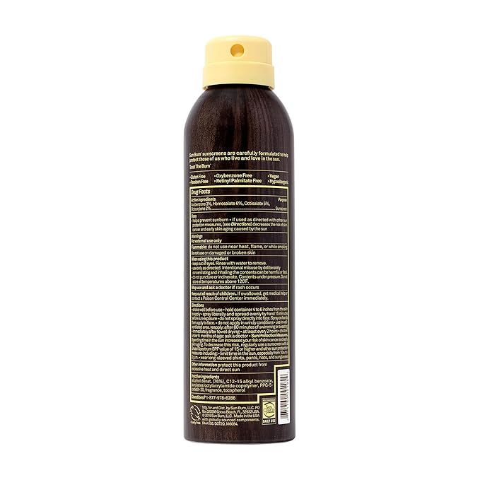 Sun Bum Original SPF 15 Sunscreen Body Spray - Broad Spectrum Moisturizing Sunscreen with Vitamin E - Hawaii 104 Act Compliant (Made without Octinoxate & Oxybenzone) - 6 oz