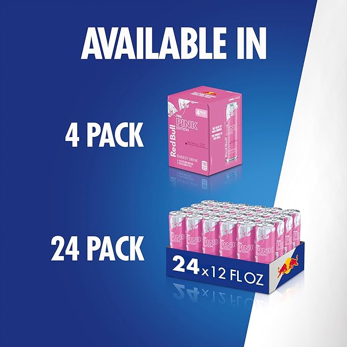 Red Bull Pink Edition Energy Drink, Wild Berries, 12 fl. oz., Pack of 4 cans, with 80mg Caffeine, Taurine & B Vitamins