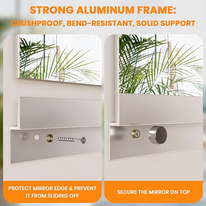 ROOMTEC Workout Mirrors for Home Gym 48"x24", Large Wall Mirror Full Length for Fitness, Yoga, Big Wall Mounted Frameless Glass Mirror for Garage, Dance Studio, Bedroom