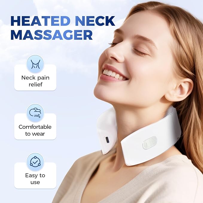 4-Head Electric Massagers Set, Vagus Nerve Stimulator Neck, 6 Modes & 16 Levels, Ergonomic Design, Promote Muscle Relaxation (Pink)