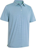 Men's Golf Polo Shirts Short Sleeve Striped Performance Moisture Wicking Dry Fit Golf Shirts for Men