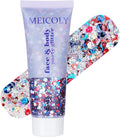MEICOLY Red White and Blue Body Glitter,4th of July Accessories Hair Glitter for Kids,4th of July Outfits for Women,Fourth of July Patriotic Face Glitter for President's Day Veterans Day
