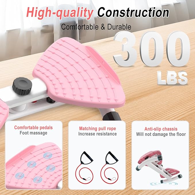 Waist Twister Machine with Resistance Bands - 300 lbs Weight Capacity, Non-Slip Twist Board, Noiseless Ab Twister for Belly Fat Loss, Home Gym Equipment for Women/Men