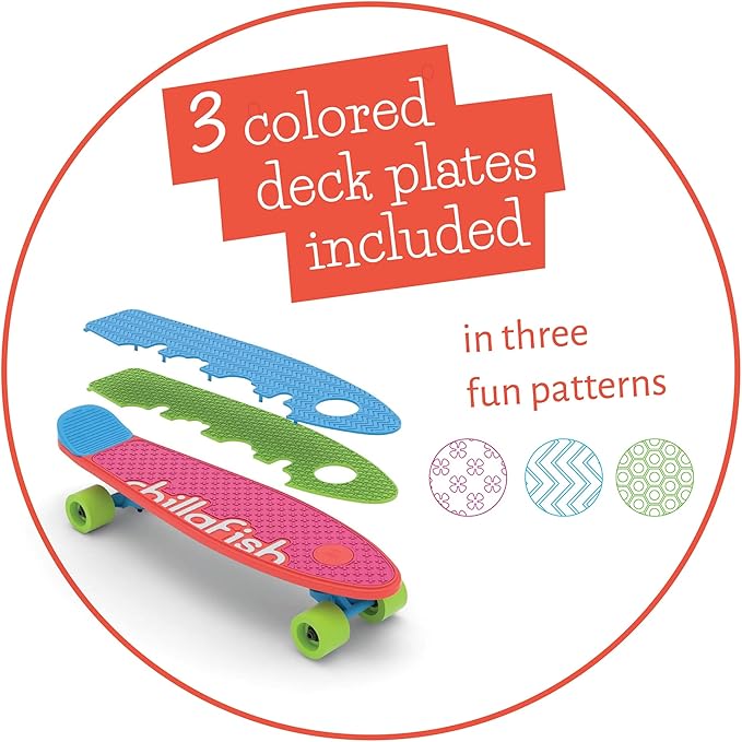 Chillafish Skatieskootie Customizable Training Skateboard and Lean-to-Steer Scooter with Detachable Stability Handlebar, Ages 3+