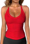 iGENJUN Workout Tops for Women Racerback Basic Tank Summer 2025 Camisole V Neck Slim Fit Ribbed Sleeveless