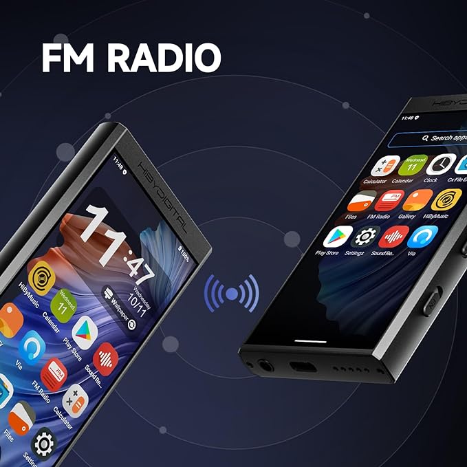HiBy Digital M300 Music Player with Speaker Android 13 OS SD665 Soc Bluetooth WiFi and FM 1280x640 Resolution IPS Display Supports PCM768k DSD256 32G+2TB Expandable Memory Blue