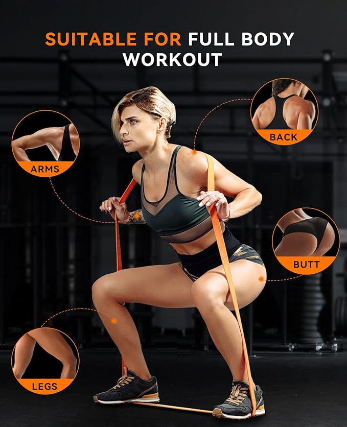 SUNPOW Pull Up Assistance Bands - Set of 5 Resistance Heavy Duty Workout Exercise Stretch Fitness Bands Assist Set for Body, Instruction Guide and Carry Bag Included