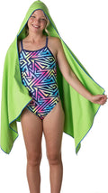 Flow Hydro Sport Towel - Microfiber Quick Dry Swimming Towels for Swim, Pool, Triathlon, and Other Water Sports in Medium, Large, Extra Large, and Hooded Sizes (Lime, Large w/Hood)