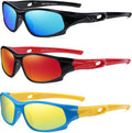 DYLB 3 Pack Flexible Kids Polarized Sunglasses For Boys Girls With Strap, Sport Sunglasses for Children Age 3-10.
