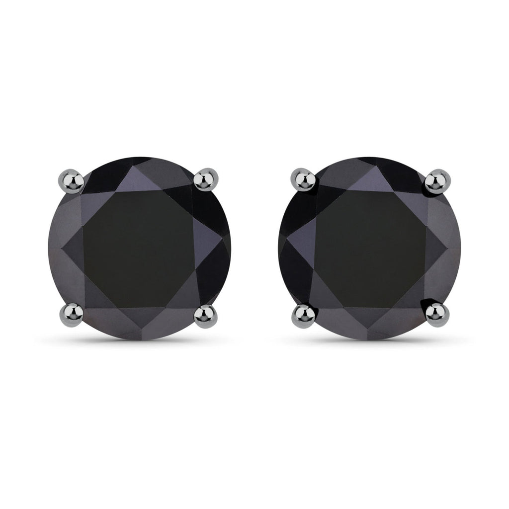 3.08 Carat Genuine Black Diamond 14K White Gold Earrings
