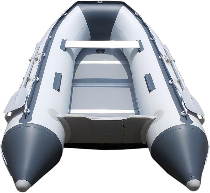 Newport 10ft 6in Newport Model Inflatable Dinghy Boat Transom Sport Tender - 5 Person - 15HP USCG Rated, White/Gray