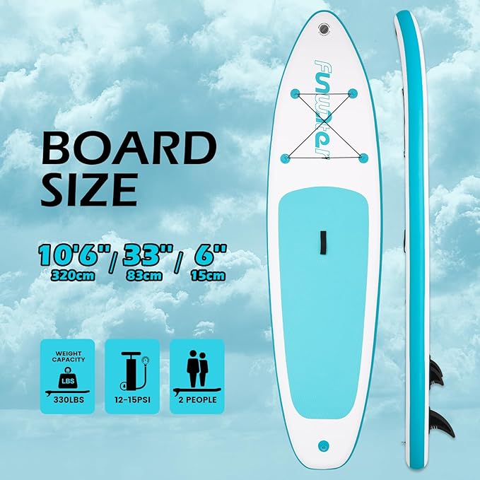FunWater Inflatable Ultra-Light Stand Up Paddle Board for All Skill Levels with Premium SUP Paddleboard Accessories,Non-Slip Comfort Deck for Youth & Adults