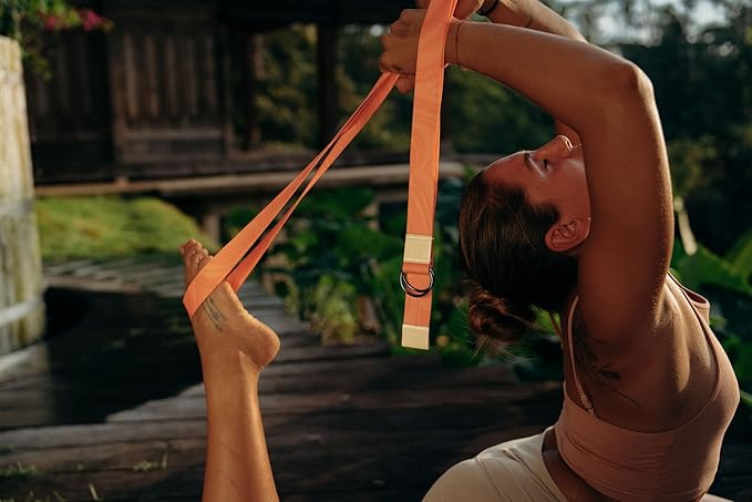 yogadesignlab YOGA DESIGN LAB | The Yoga Strap | Luxurious, Extra Long, Super Soft, Eco Printed | Studio Quality, Adjustable | Safely Stretch Further and Hold Longer | 8 ft Long