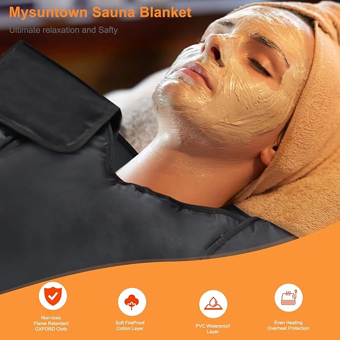 Infrared Sauna Blanket,Portable Sauna Blanket at Home for Body Health and Detoxification,Sauna Blanket for Home Use with Red Light Therapy, Low EMF , 86-176℉, 20-60 Minutes Timer, 5.9ft x 2.62ft