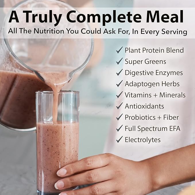 PlantFusion Complete Meal Replacement Shake - Plant Based Protein Powder with Superfoods, Greens & Probiotics - Vegan, Gluten Free, Soy Free, Non-Dairy, No Sugar, Non-GMO - Chocolate Caramel 2 lb