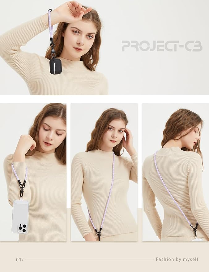 project-cb Phone Wrist Strap 1,Tether Tab 2,Phone Wristlet,Lanyard Wrist Strap,Key Holder,KeyChain,KeyRing×2(White-Black)