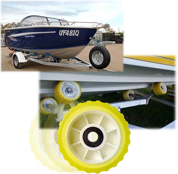 4 Pcs 5" X 3" Boat Trailer Wobble Rollers Polyurethane Mounting Hole Diameter 3/4"