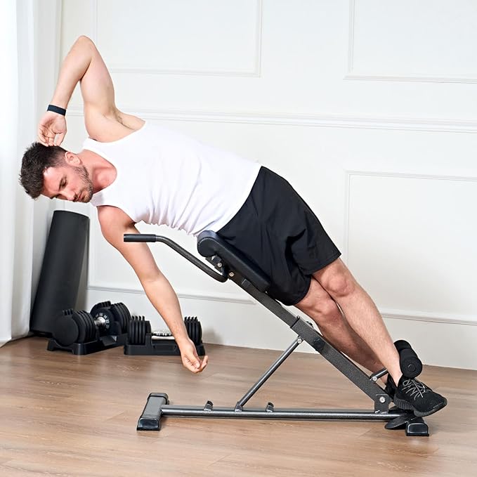 SogesPower Roman Chair Back Extension Machine, Hyperextension Bench for Hamstring,Adjustable and Foldable Exercise Equipment for Home Gym