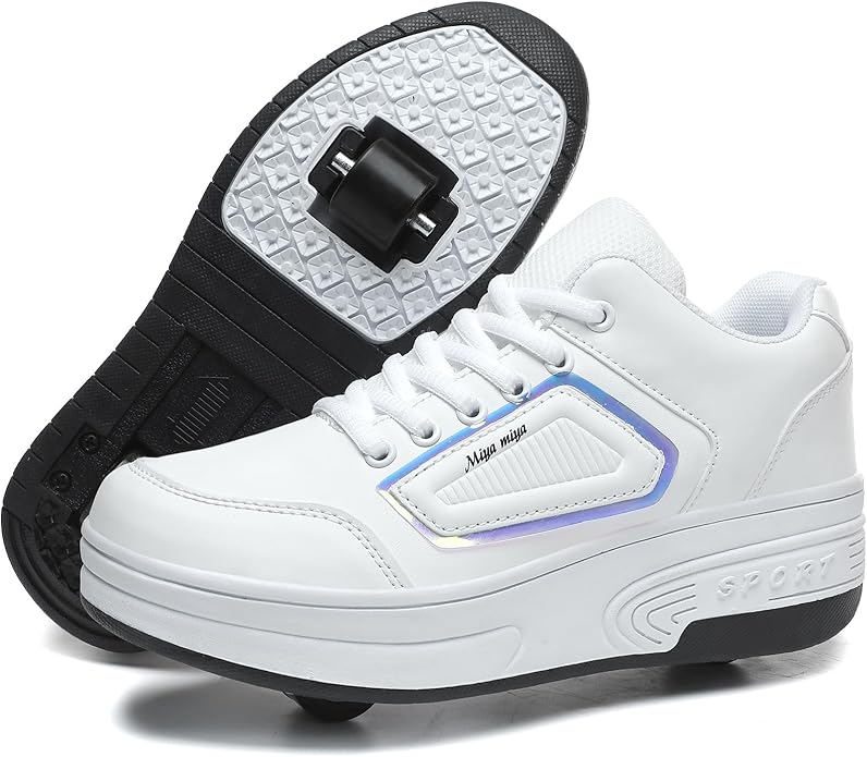 Wooowyet Roller Skate Shoes for Kids Boys Girls Rechargealbe Wheels Sneakers Fashion Roller Wheeled