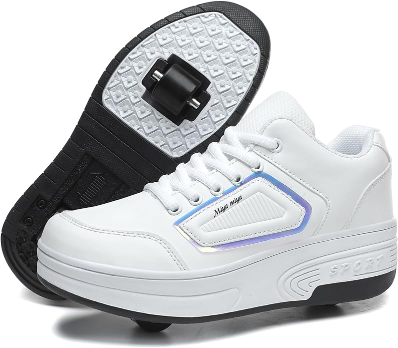 Wooowyet Roller Skate Shoes for Kids Boys Girls Rechargealbe Wheels Sneakers Fashion Roller Wheeled