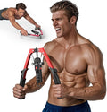 FLYBIRD Chest & Arm Twister Trainer, Hydraulic Power Chest Press Machine 22-440lbs for Upper Body Strength Training, 2-in-1 Chest Trainer with Ab Roller Wheel (Backpack & Pad Included)
