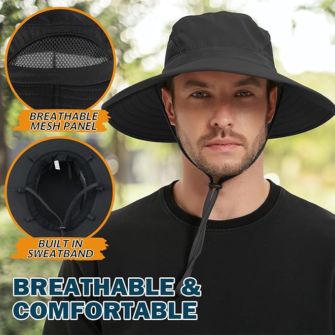 EINSKEY Wide Brim Sun Hat, UPF 50+ UV Protection Waterproof Packable Bucket Hat for Men & Women, Fishing Hiking Beach Garden