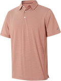 Mens Golf Shirt Moisture Wicking Dry Fit Performance Sport Short Sleeve Striped Golf Polo Shirts for Men