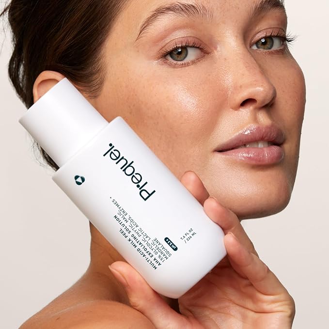 Skin Multi-Acid Milk Peel, Professional Exfoliating Solution. 15% Glycolic Acid Face Peel with Lactic Acid and Enzymes. Hydrating Chemical Exfoliant. Clinical Strength Formula, 7.6oz Bottle.