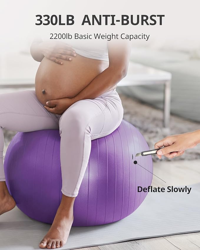 Trideer Extra Thick Yoga Ball Exercise Ball, 5 Sizes Gym Ball, Heavy Duty Ball Chair for Balance, Stability, Pregnancy, Quick Pump Included