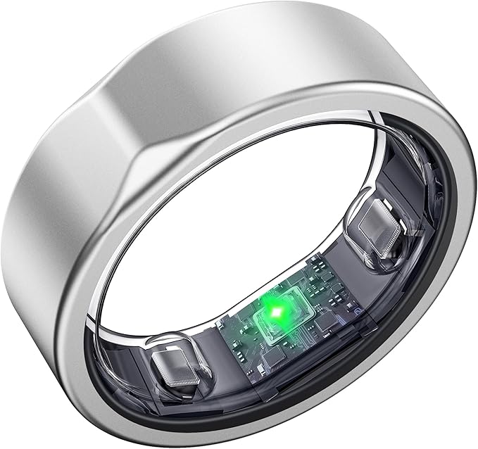 Smart Ring for Women Men - Titanium Fitness Tracker Ring with Heart Rate, Step Counting, Calories for iPhone and Android, No Subscription Fee (Sliver, 10)