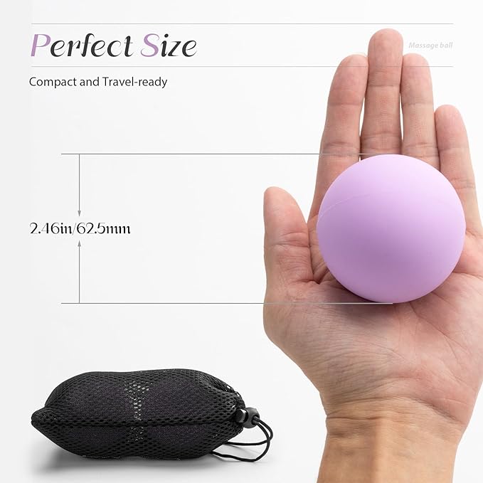 Massage Lacrosse Balls for Myofascial Release,Yoga Deep Tissue Massage,Trigger Point Therapy and Foot Plantar Fasciitis,Muscle Soreness Massager Ball (2 Packs) (Light Purple)