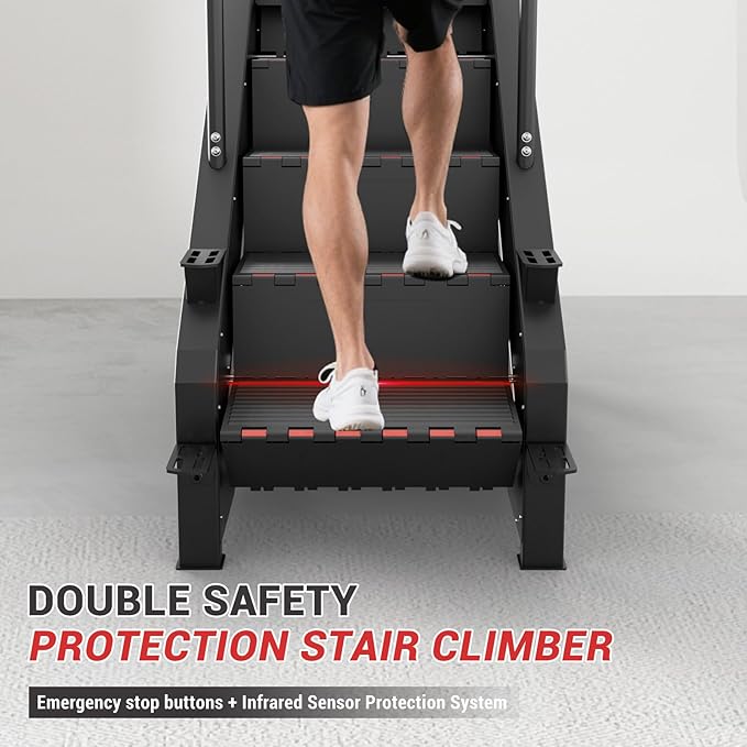 Stepper Machine, GMWD Stair Climber with LED Screen, Commercial Grade Stair Stepper Exercise Machine with 15 Resistance Levels, 441LBS, 24-164 Steps/Minute, Black