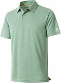 Mens Golf Shirt Moisture Wicking Dry Fit Performance Sport Short Sleeve Striped Golf Polo Shirts for Men