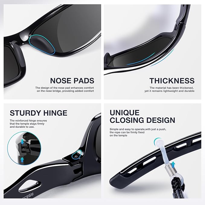 RIVBOS Sunglasses for Men Women Polarized UV Protection Sports Fishing Driving Shades Cycling RB833