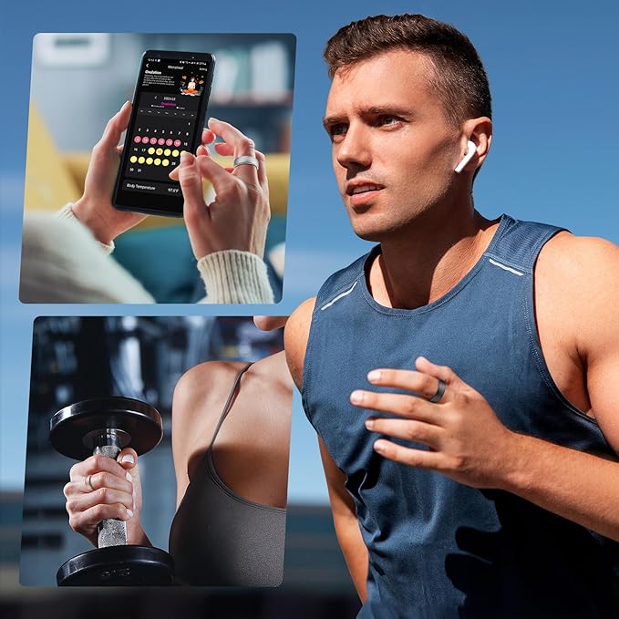 Fitness Tracker, Smart Ring for Women Men, Fitness Ring with Sleep Tracker, 24/7 Heart Rate Monitor, Health Activity Trackers,Step Counter,Calorie Pedometer,No Subscription,for iOS Android(Black,#13)