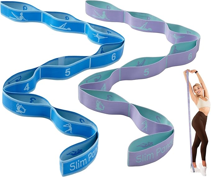 Slim Panda Stretch Strap, Dance Stretch Bands Flexibility, Elastic Yoga Stretching Strap with 9 Loops for Physical Therapy, Pilates, Yoga, Ballet, Gymnastics Stretching Bands for Exercise
