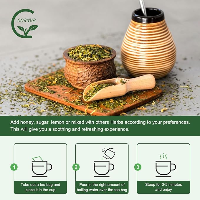 Unsmoked Yerba Mate Tea Bags, Natural Organic Yerba Matte Rich in Chlorophyll, Antioxidants and Vitamins, 30 Tea Bags