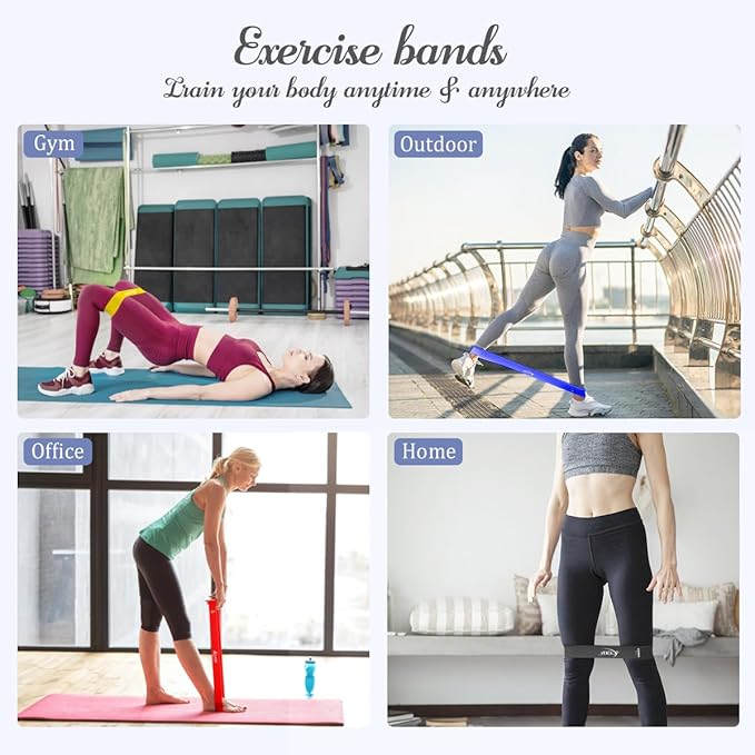 VEICK Resistance Loop Exercise Bands, Elastic Workout Bands for Men Women, Set of 5 Different Resistance Levels Stretch Band for Home Fitness Stretching Strength Training Physical Therap