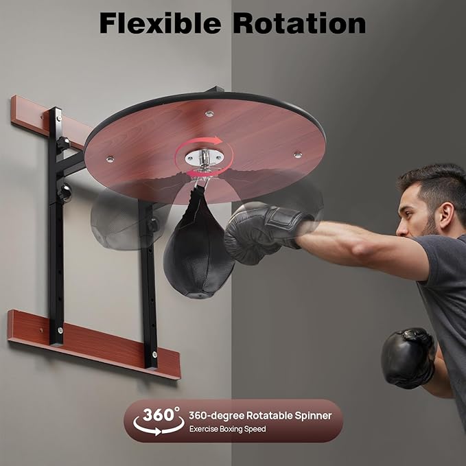 Speed Bag Platform Kit, Height Adjustable Boxing Training Equipment with Air Pump 360° Swivel, Wall Mount Punching Bag Boxing Training Full Kit for Fitness Enthusiasts