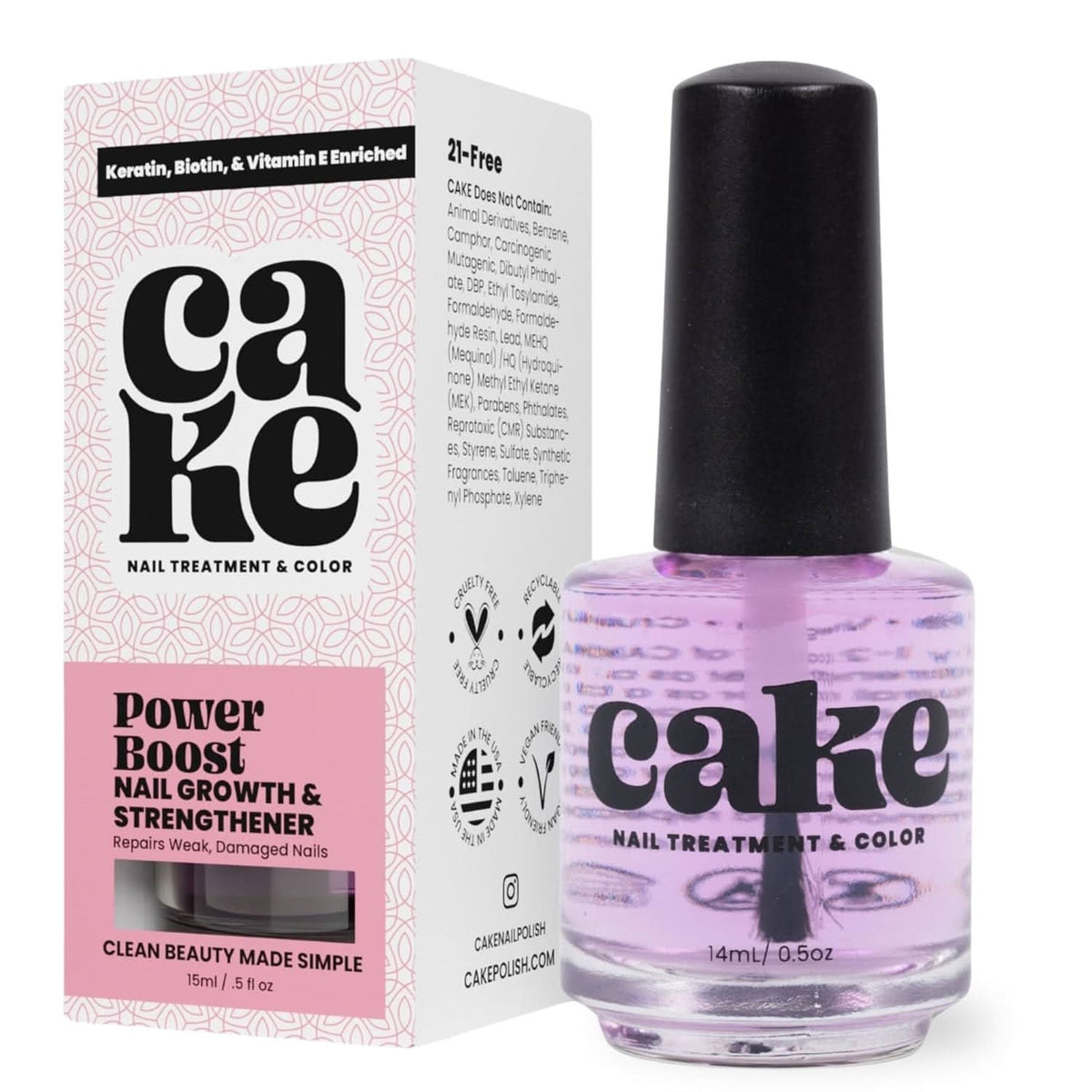 Cake Polish Power Boost Nail Growth & Strengthening 0.5 oz