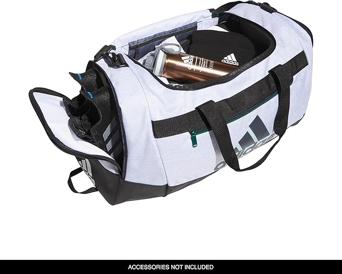 adidas Unisex Defender 4.0 Gym Duffel Bag for Men and Women, Jersey White/Legend Ink Blue/Black, Medium (66L)