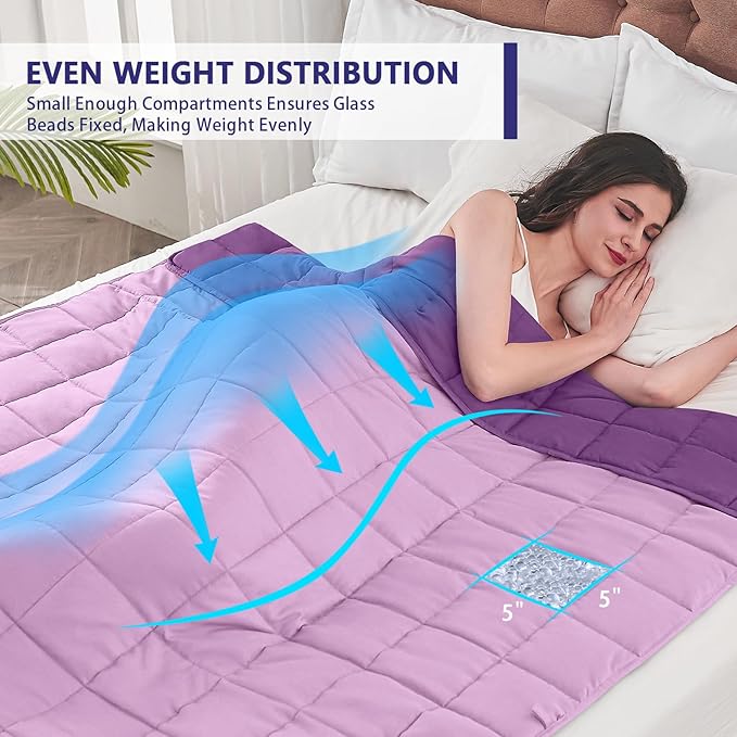 King Size Weighted Blanket for Adults (30 lbs, 80” x 87”, Purple) Cooling Heavy Blanket for Sleeping Perfect for 290-310 lbs, Breathable Blanket for Adults & Couple All Season, Machine Washable