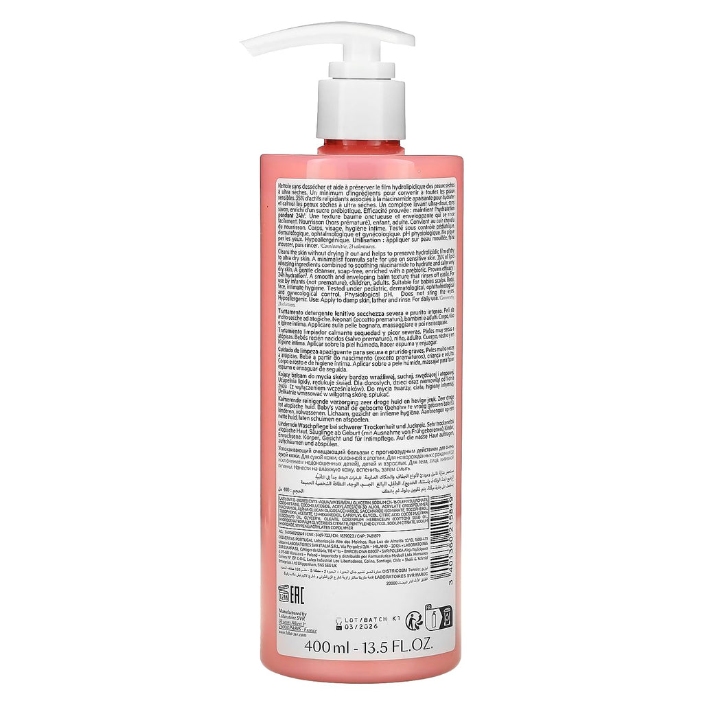 SVR Topialyse Gel Lavant - Gentle, Hypoallergenic Face Cleansing Gel for Sensitive & Dry Skin - Paraben-Free, Omega 3, 6, 9 Enriched