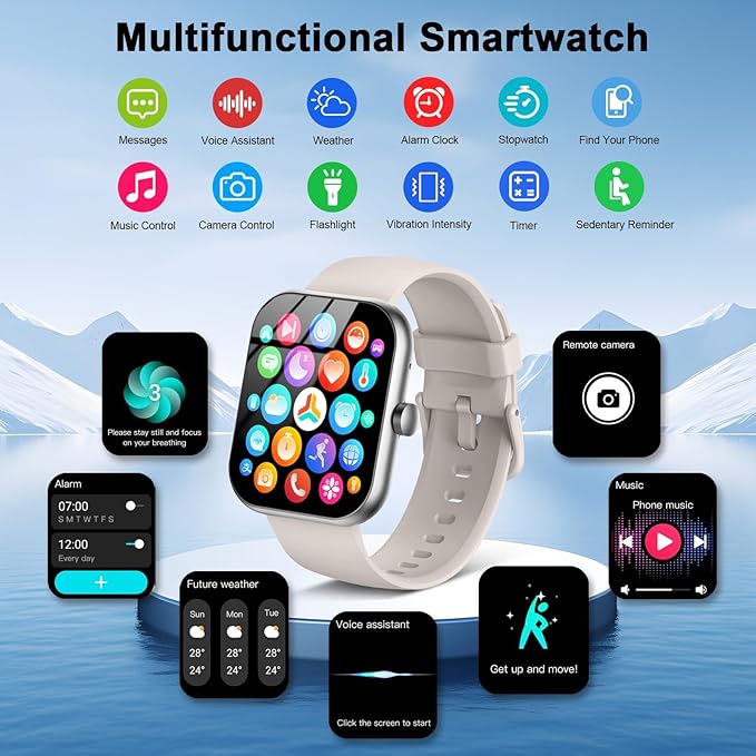 Smart Watch (Answer/Make Call), 2025 New Smartwatch for Men/Women, 1.96" Fitness Watch with 112 Sport Mode/Pedometer/Calories/Sleep/Heart Rate Monitor, IP68 Waterproof Fitness Tracker for Android iOS